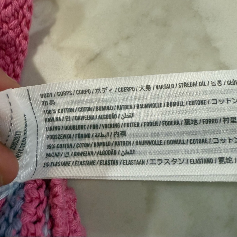 Hollister Crochet Striped Knit Crop Top Women’s Large Pink/Purple Boho Vacation - Picture 6 of 6